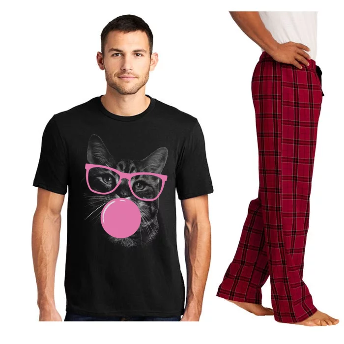 Cat Blowing Bubble Gum Pajama Set