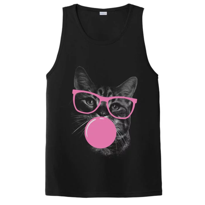 Cat Blowing Bubble Gum Performance Tank