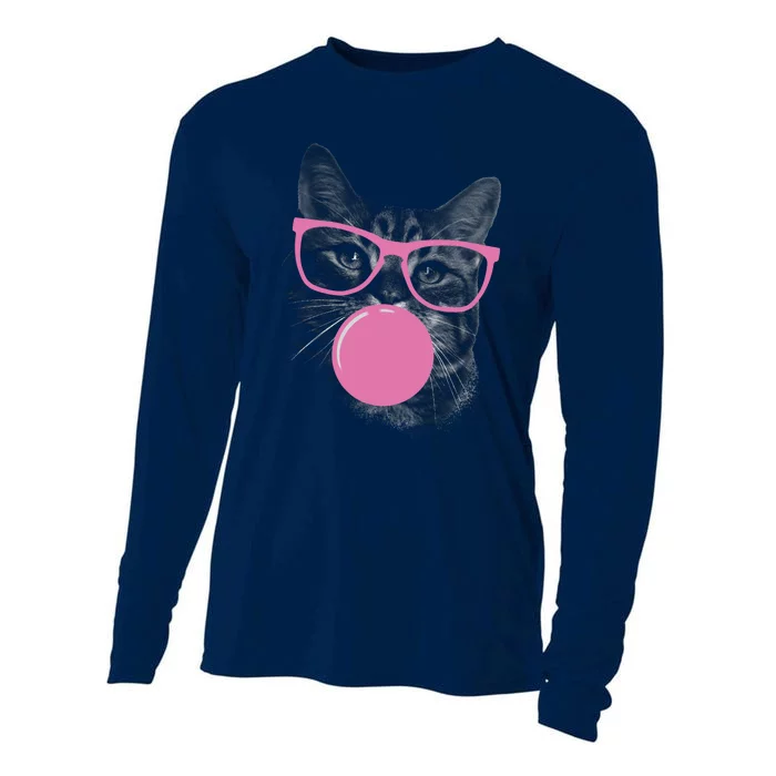 Cat Blowing Bubble Gum Cooling Performance Long Sleeve Crew