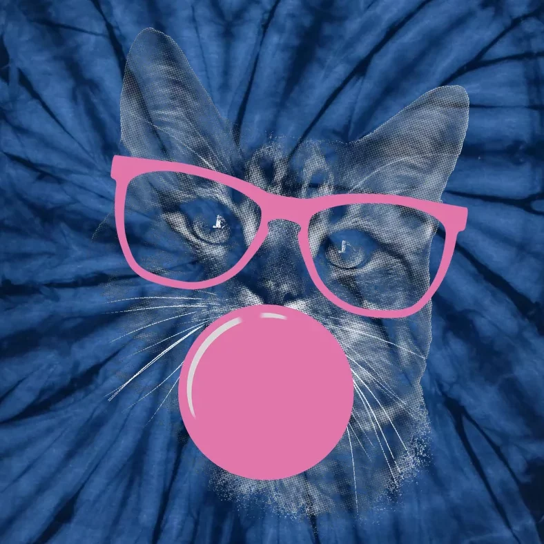 Cat Blowing Bubble Gum Tie-Dye T-Shirt