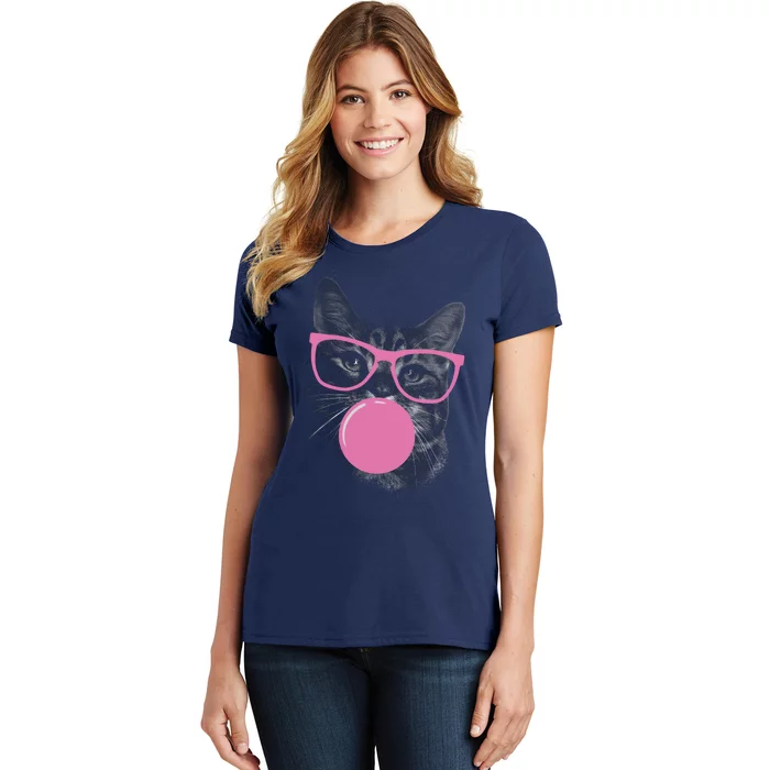 Cat Blowing Bubble Gum Women's T-Shirt