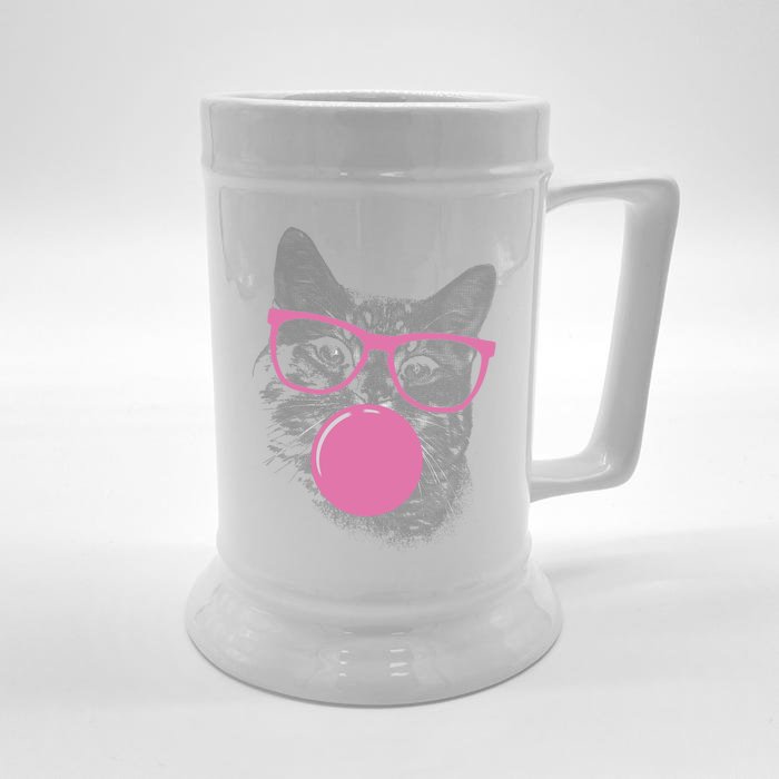 Cat Blowing Bubble Gum Front & Back Beer Stein