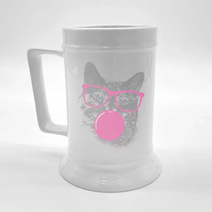 Cat Blowing Bubble Gum Front & Back Beer Stein