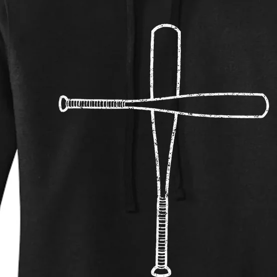 Cross Baseball Bats Christian Faith Sports Coach Pitcher Women's Pullover Hoodie