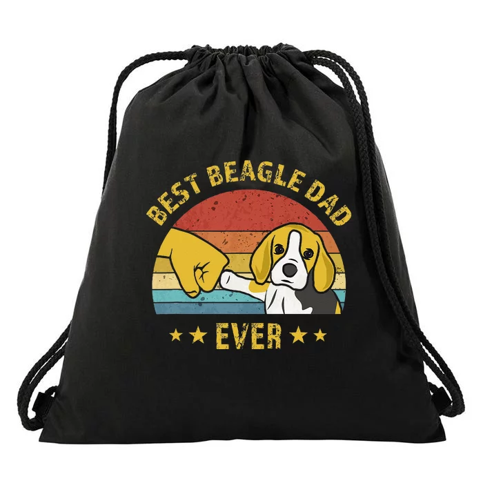 Cute Best Beagle Dad Ever Vintage Puppy Lover Retro Design Drawstring Bag