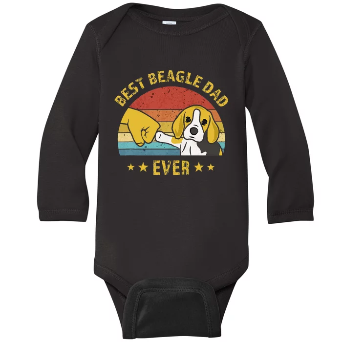 Cute Best Beagle Dad Ever Vintage Puppy Lover Retro Design Baby Long Sleeve Bodysuit