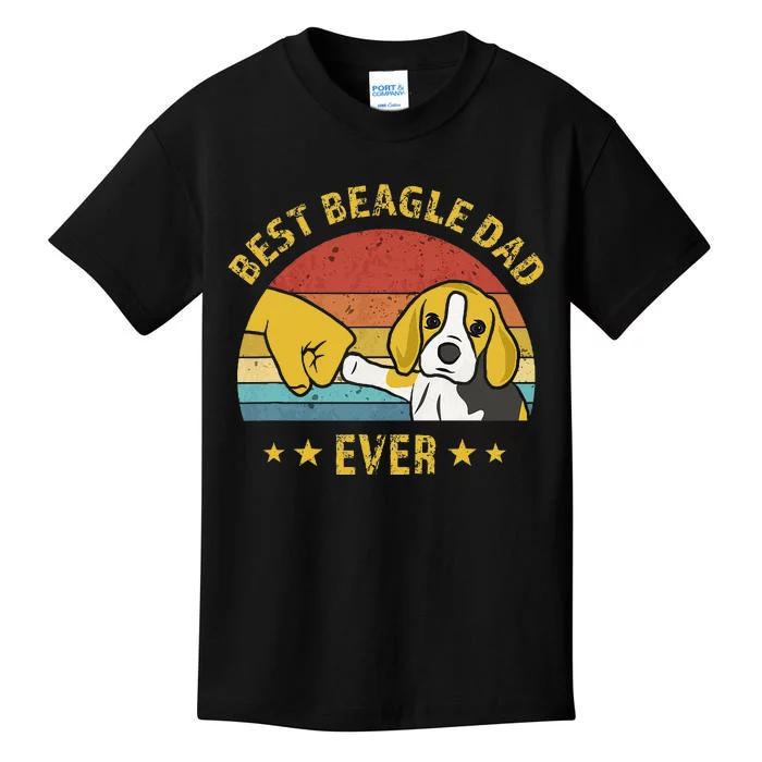 Cute Best Beagle Dad Ever Vintage Puppy Lover Retro Design Kids T-Shirt