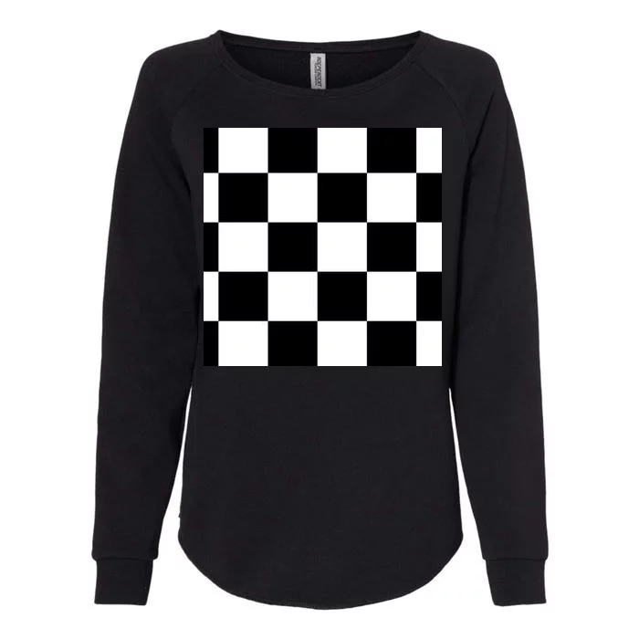 Chess Board Black And White Checkered Womens California Wash Sweatshirt