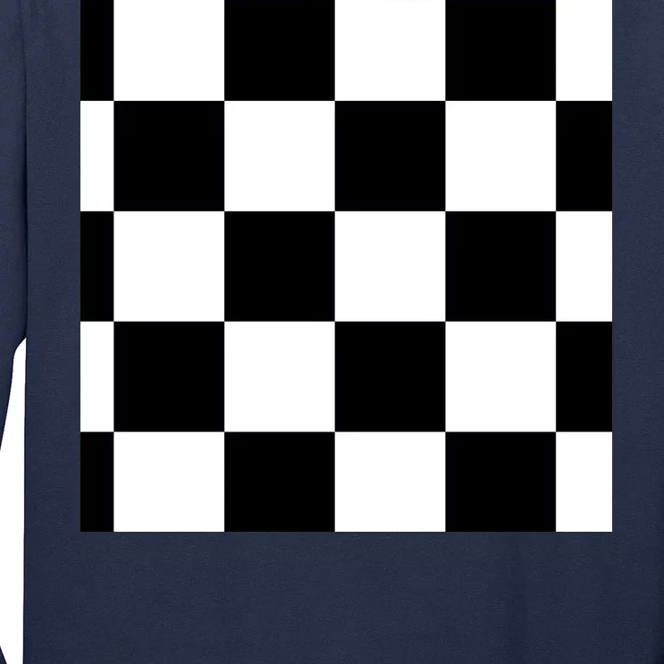 Chess Board Black And White Checkered Long Sleeve Shirt