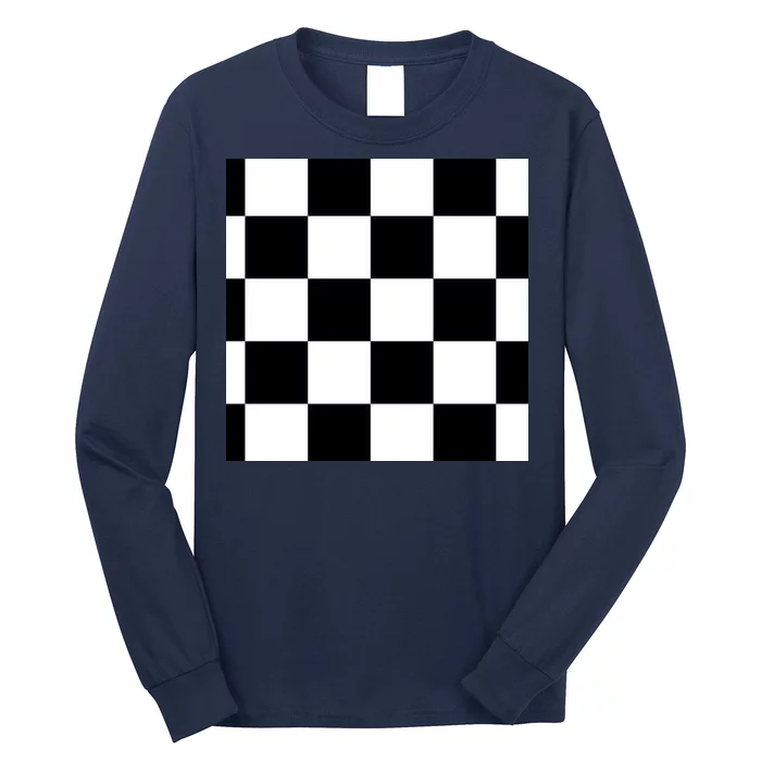 Chess Board Black And White Checkered Long Sleeve Shirt