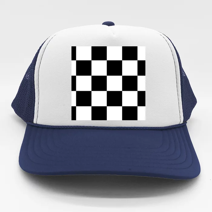 Chess Board Black And White Checkered Trucker Hat