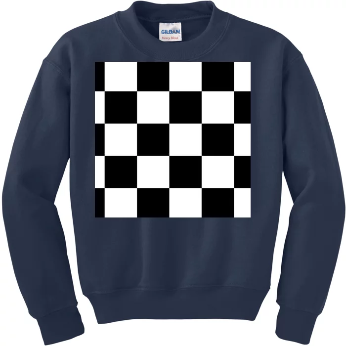 Chess Board Black And White Checkered Kids Sweatshirt