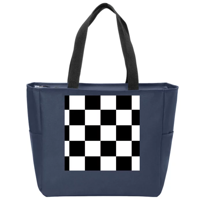 Chess Board Black And White Checkered Zip Tote Bag