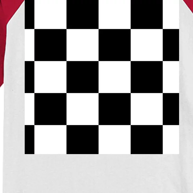 Chess Board Black And White Checkered Kids Colorblock Raglan Jersey