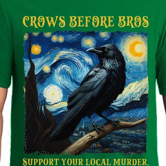 Crows Before Bros Support Your Local Murder Raven Pajama Set