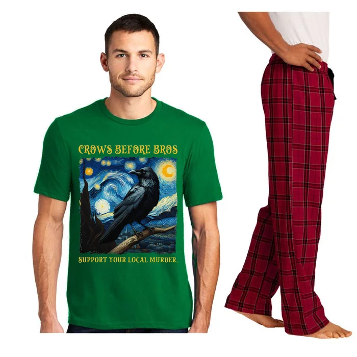 Crows Before Bros Support Your Local Murder Raven Pajama Set