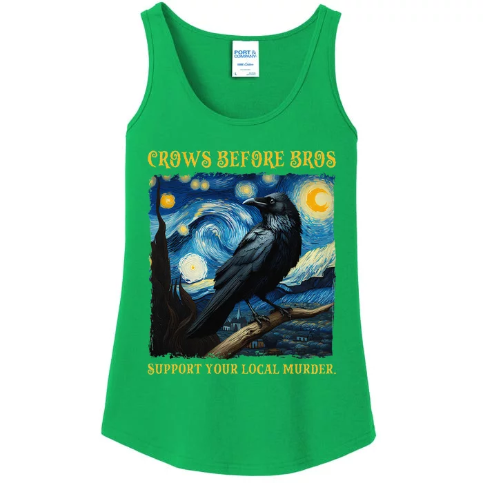 Crows Before Bros Support Your Local Murder Raven Ladies Essential Tank