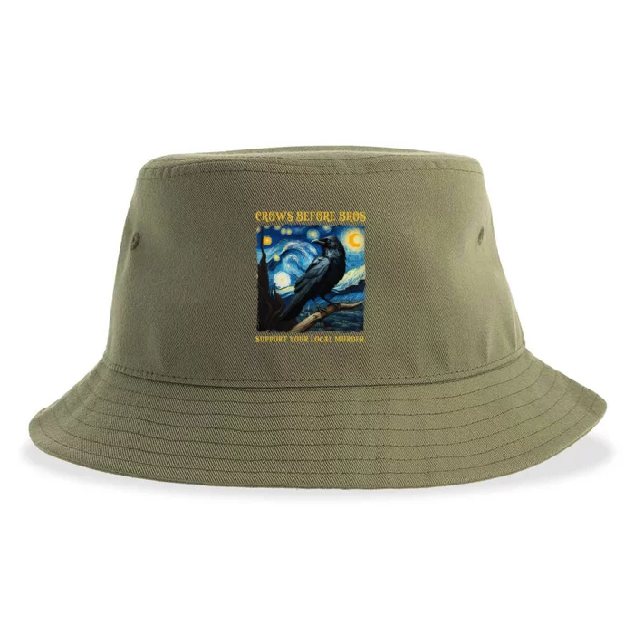 Crows Before Bros Support Your Local Murder Raven Sustainable Bucket Hat