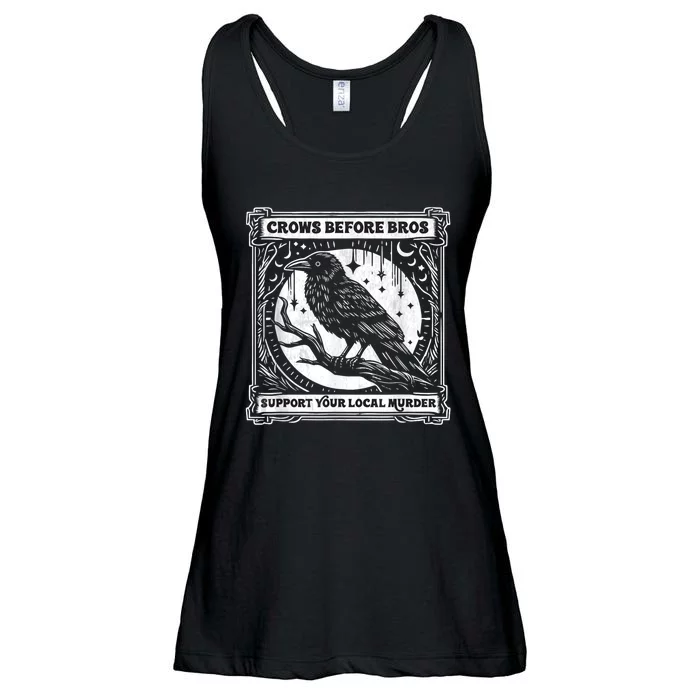 Crows Before Bros Support Your Local Murder Funny Halloween Ladies Essential Flowy Tank