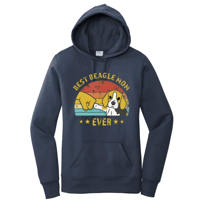 Cute Best Beagle Mom Ever Vintage Puppy Lover Design Women's Pullover Hoodie