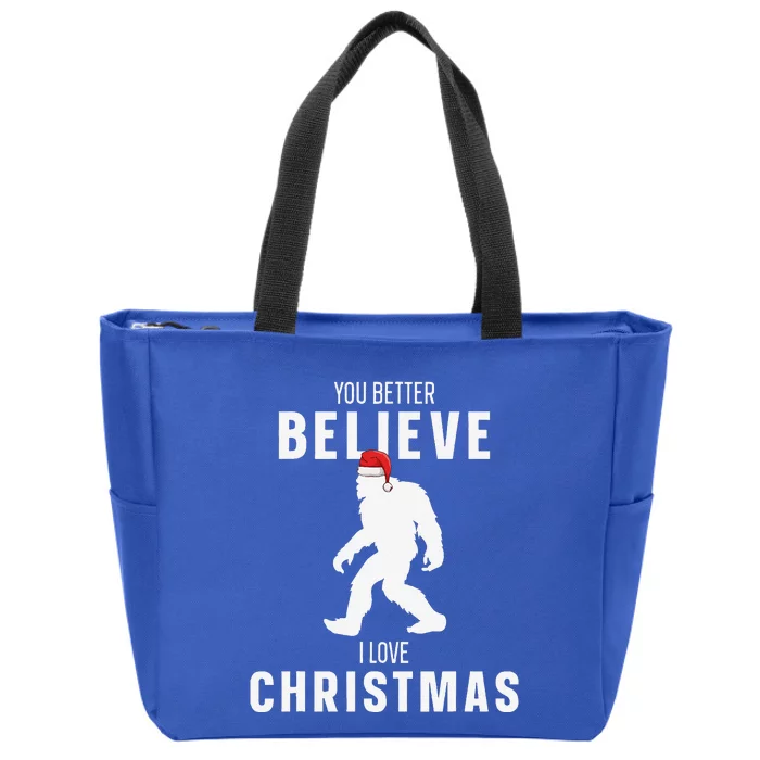 Christmas Bigfoot Believe Santa Sasquatch I Love Christmas Zip Tote Bag