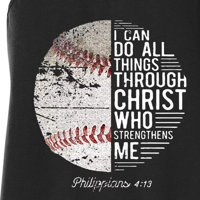 Christian Baseball Boy Philippians Religious Women's Racerback Tank