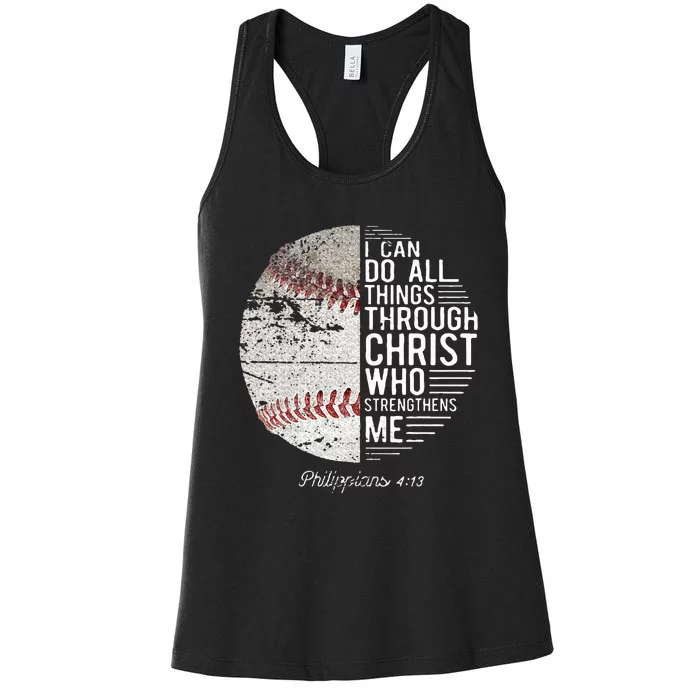 Christian Baseball Boy Philippians Religious Women's Racerback Tank