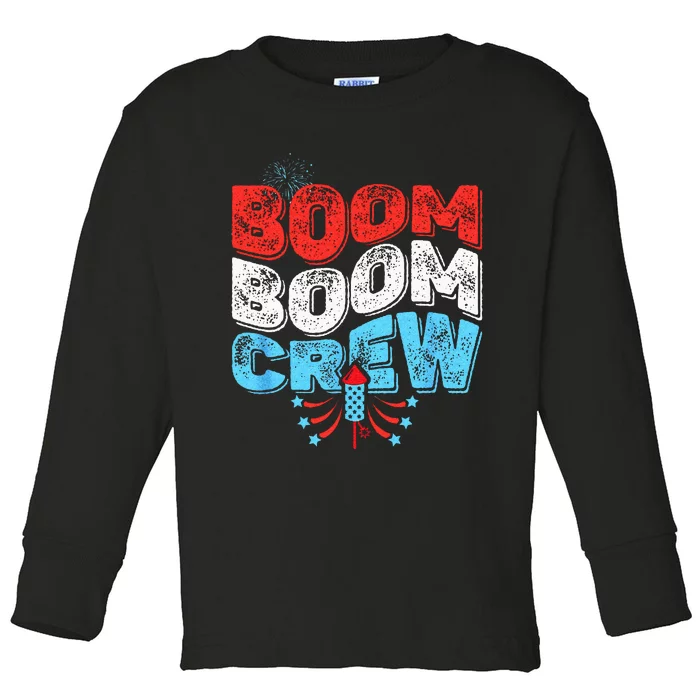 Cute Boom Boom Crew 4th Of July Fireworks Family Matching Toddler Long Sleeve Shirt