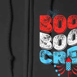 Cute Boom Boom Crew 4th Of July Fireworks Family Matching Full Zip Hoodie