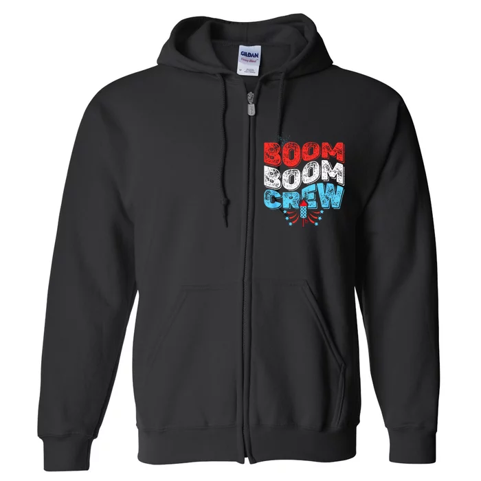 Cute Boom Boom Crew 4th Of July Fireworks Family Matching Full Zip Hoodie