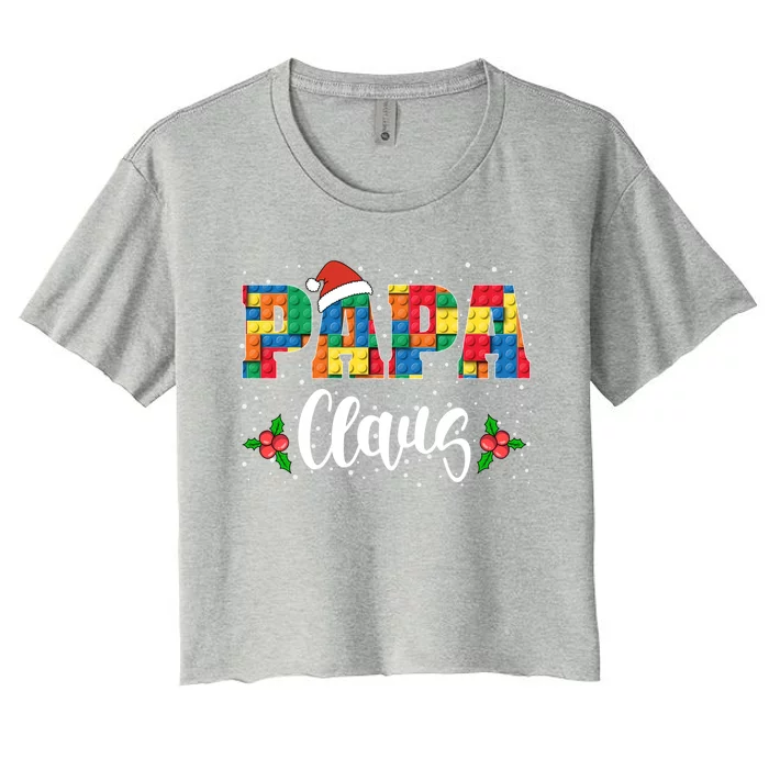 Christmas Building Bricks Papa Claus Master Builder Family Gift Women's Crop Top Tee