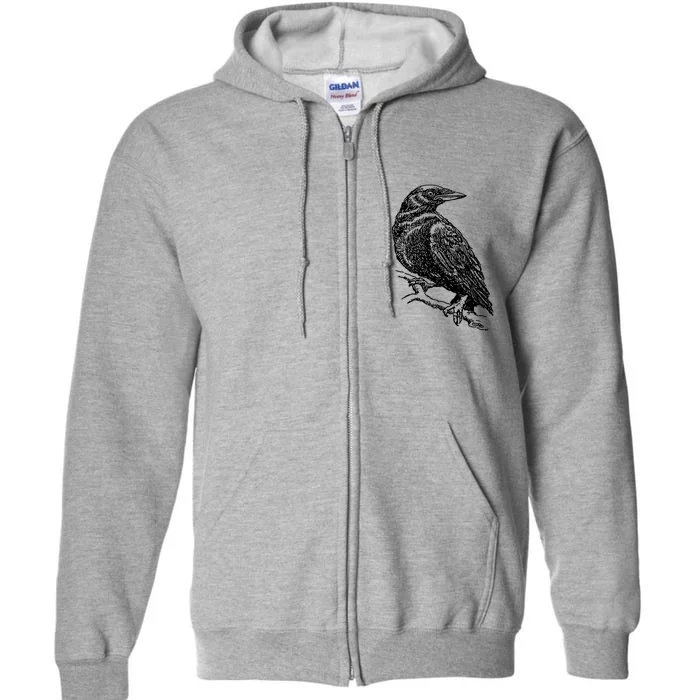 Crow Black Bird Full Zip Hoodie