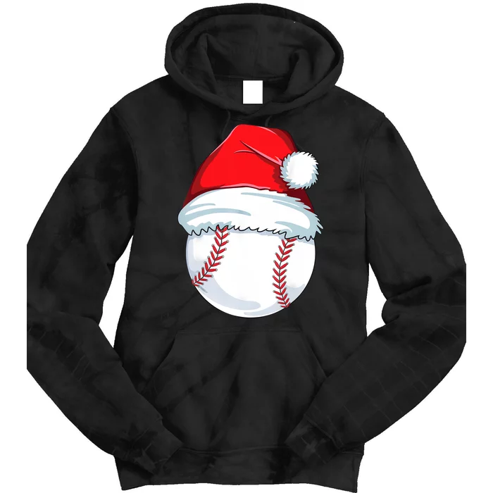 Christmas Baseball Ball Santa Pajama Tie Dye Hoodie