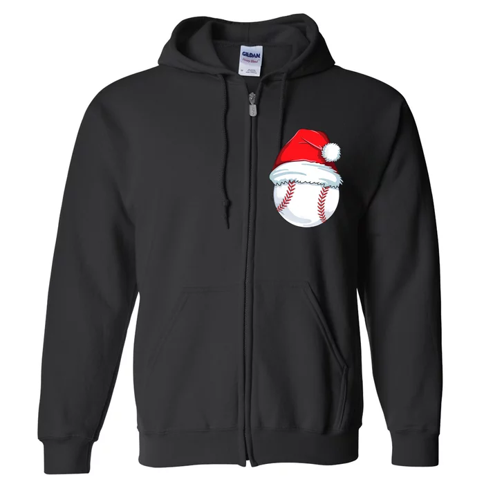 Christmas Baseball Ball Santa Pajama Full Zip Hoodie