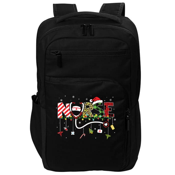 Christmas Boo Boo Crew Reindeer Nurse Buffalo Plaid Nurse Impact Tech Backpack