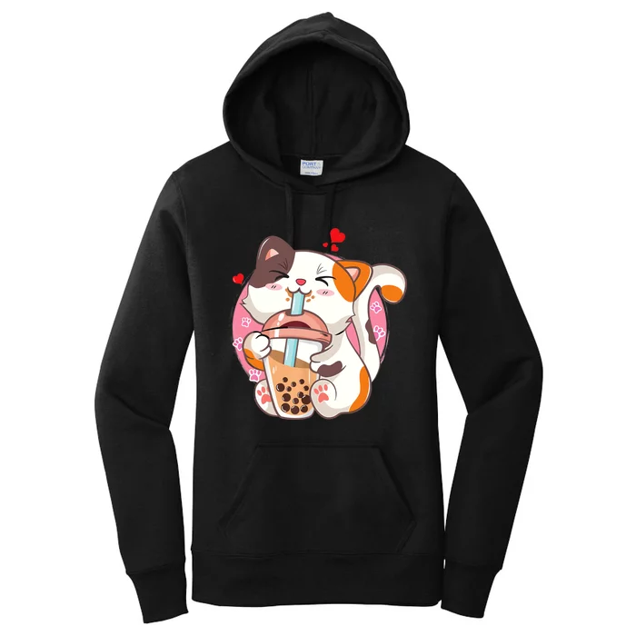 Cat Boba Bubble Tea Kawaii Anime Japanese Teen Women's Pullover Hoodie