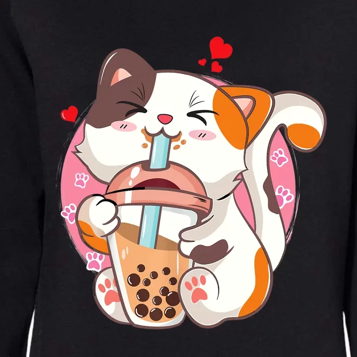 Cat Boba Bubble Tea Kawaii Anime Japanese Teen Womens California Wash Sweatshirt