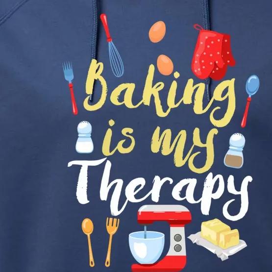 Cake Bakers Baker Chefs Baking Is My Therapy Cupcake Bakers Meaningful Gift Performance Fleece Hoodie