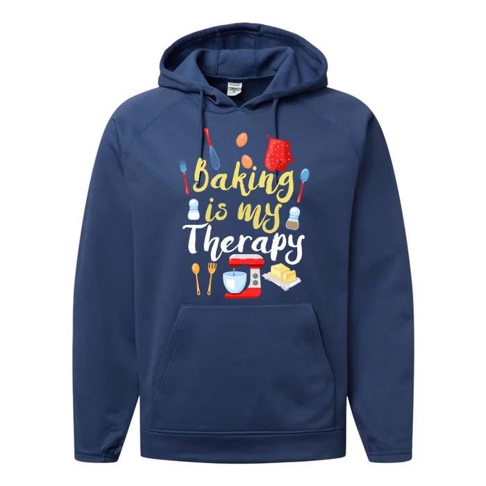 Cake Bakers Baker Chefs Baking Is My Therapy Cupcake Bakers Meaningful Gift Performance Fleece Hoodie