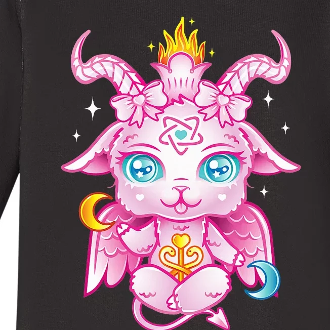 Cute Baby Baphomet Pastel Goth Kawaii Demon Baby Long Sleeve Bodysuit