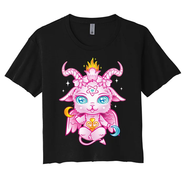 Cute Baby Baphomet Pastel Goth Kawaii Demon Women's Crop Top Tee