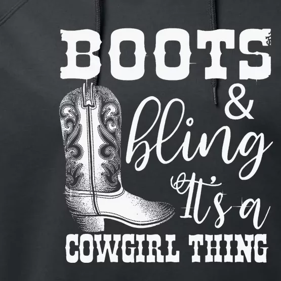 Cowgirl Boots Bling Women Gift Cute Love Performance Fleece Hoodie