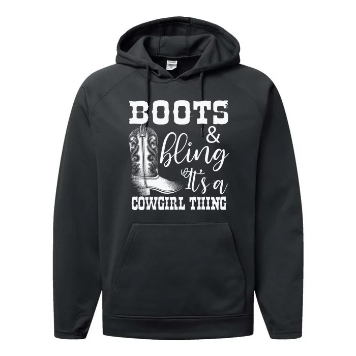 Cowgirl Boots Bling Women Gift Cute Love Performance Fleece Hoodie