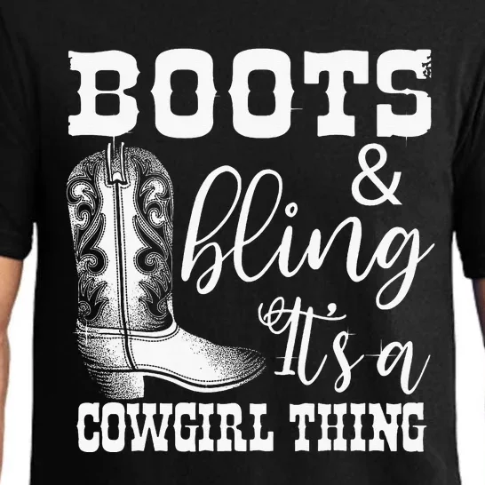 Cowgirl Boots Bling Women Gift Cute Love Pajama Set