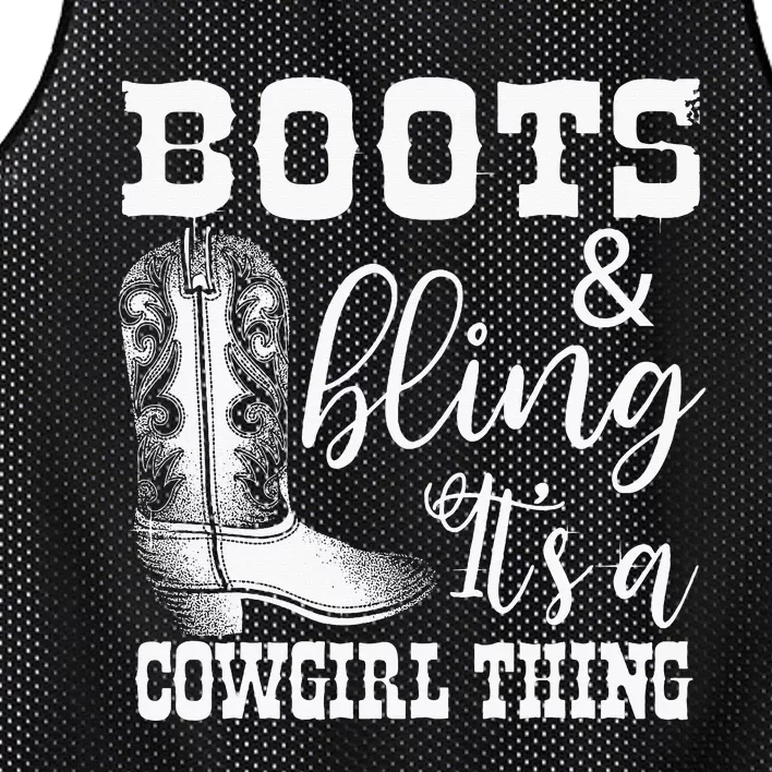 Cowgirl Boots Bling Women Gift Cute Love Mesh Reversible Basketball Jersey Tank