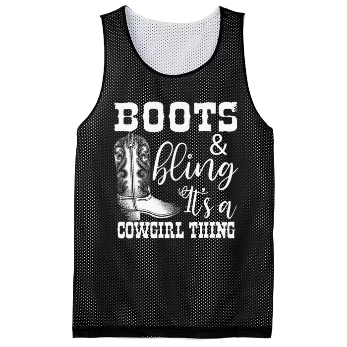 Cowgirl Boots Bling Women Gift Cute Love Mesh Reversible Basketball Jersey Tank