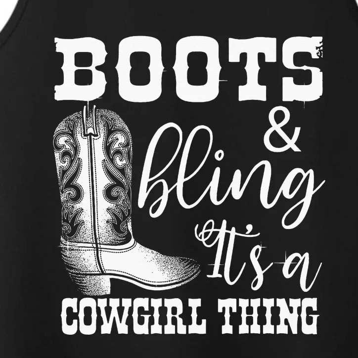 Cowgirl Boots Bling Women Gift Cute Love Performance Tank