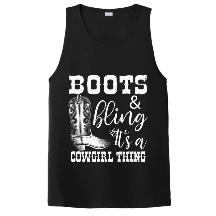 Cowgirl Boots Bling Women Gift Cute Love Performance Tank