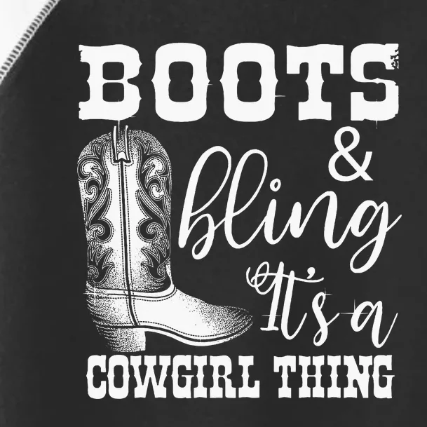 Cowgirl Boots Bling Women Gift Cute Love Toddler Fine Jersey T-Shirt