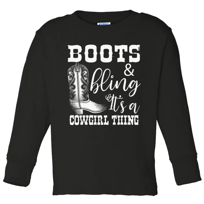 Cowgirl Boots Bling Women Gift Cute Love Toddler Long Sleeve Shirt